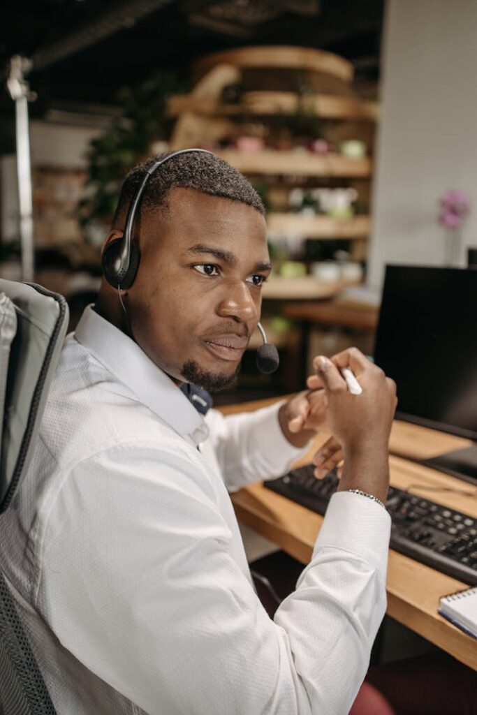 A Man Wearing Headphones